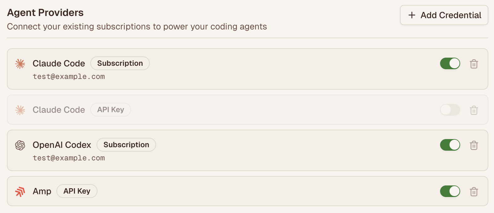 Multiple credentials